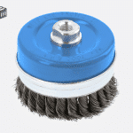 Шлифовальный диск 100 мм, витая нержавеющая проволока с латунным покрытием 0,5 мм, M14 | Hogert HT7D738